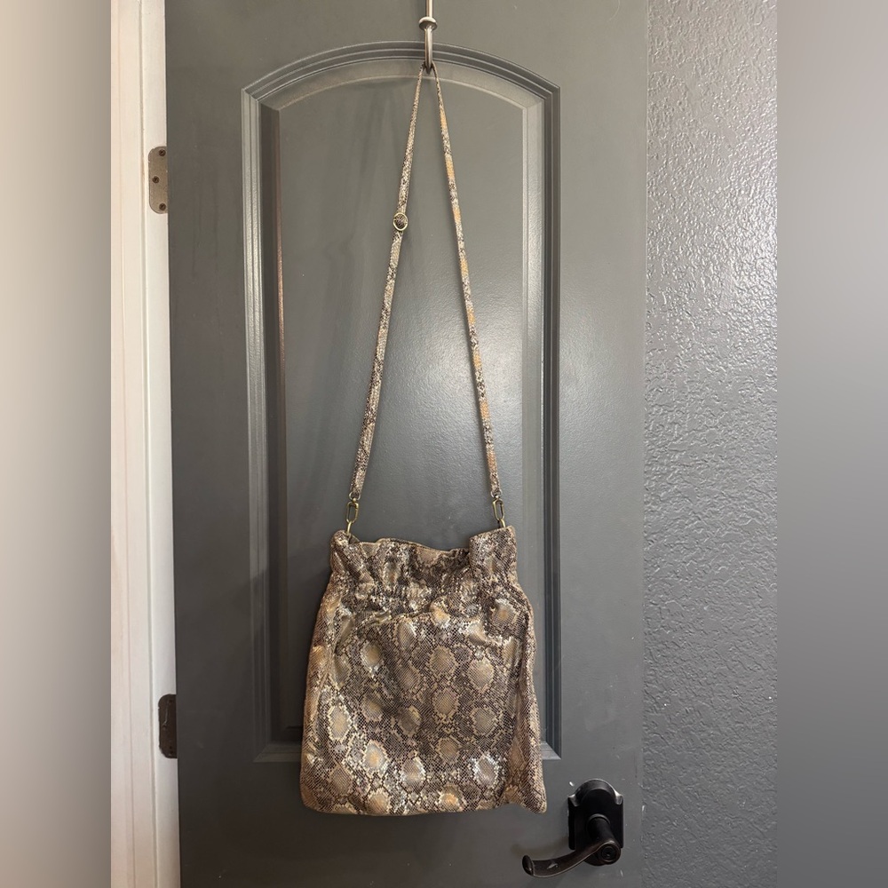 Hobo crossbody - snakeskin and gold detail - beautiful bag!